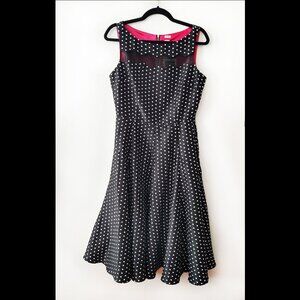 Black & White Polka Dot Julian Taylor Dress with Sheer Cut-out and Pocket…